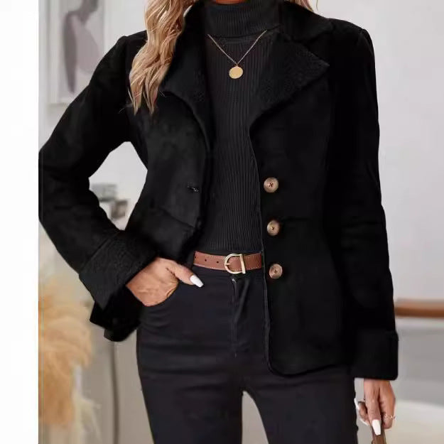 Casual Warm Fur Lapel Pocket Jacket