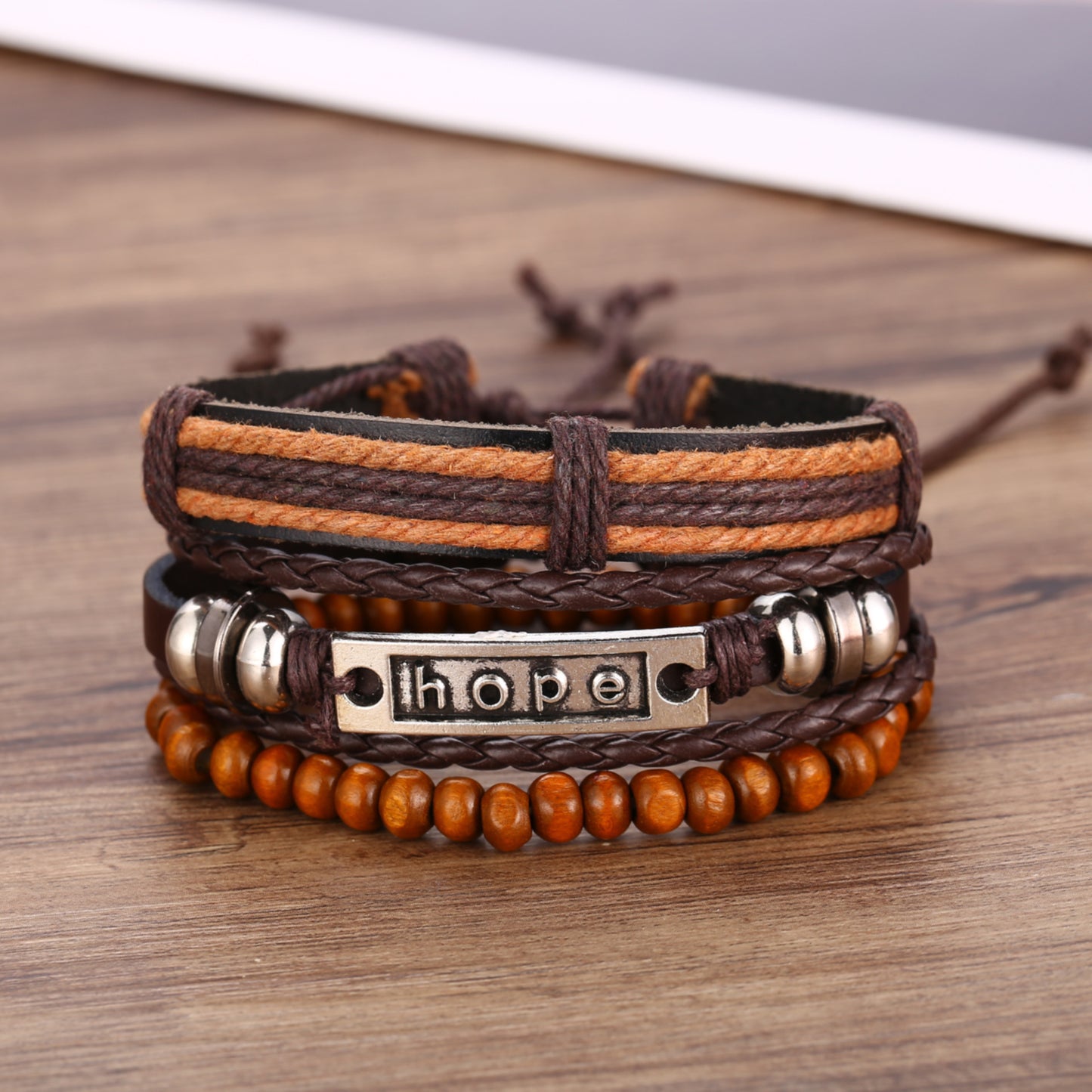 Beaded leather multi-layer bracelet retro punk bracelet / Jewelry / Unisex