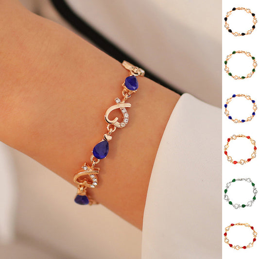 Love Bracelet With Rhinestones / Heart-shaped Bracelet