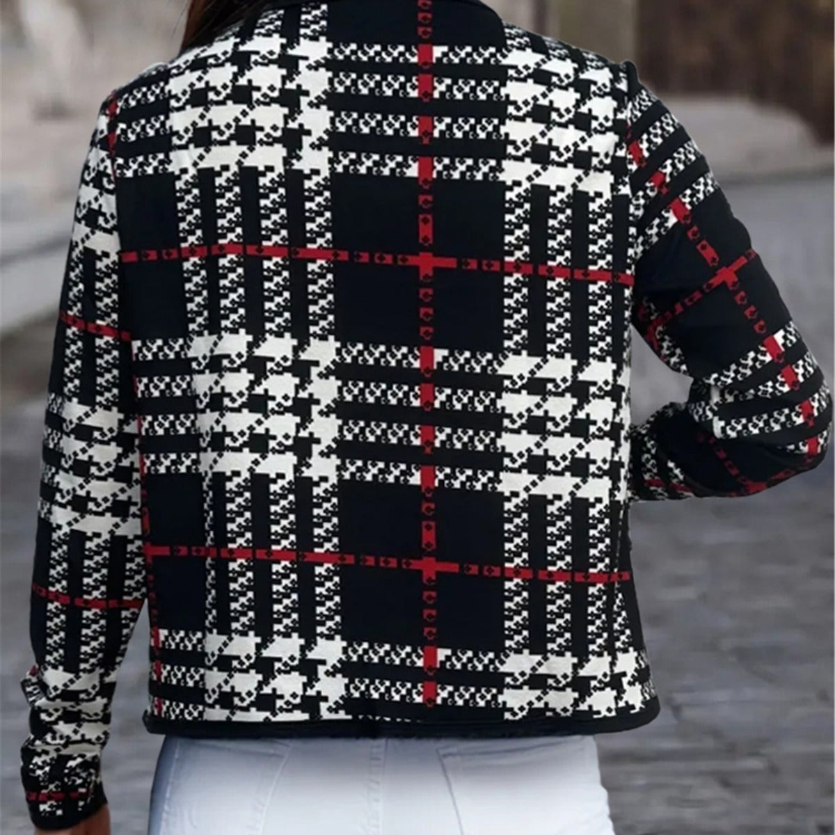 Womens Checkered Versatile Casual Jacket