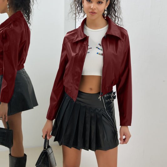 Leather Short Zipper Jacket