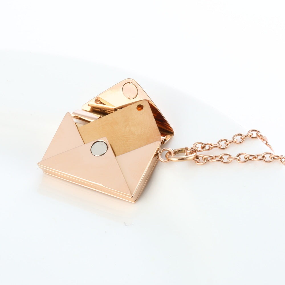 Peach Heart Envelope Purse Necklace