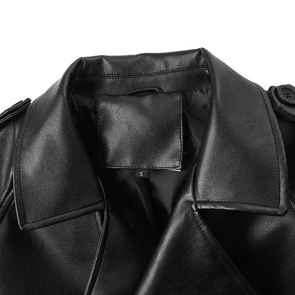 Women's Solid Color Loose Fit Leather Jacket